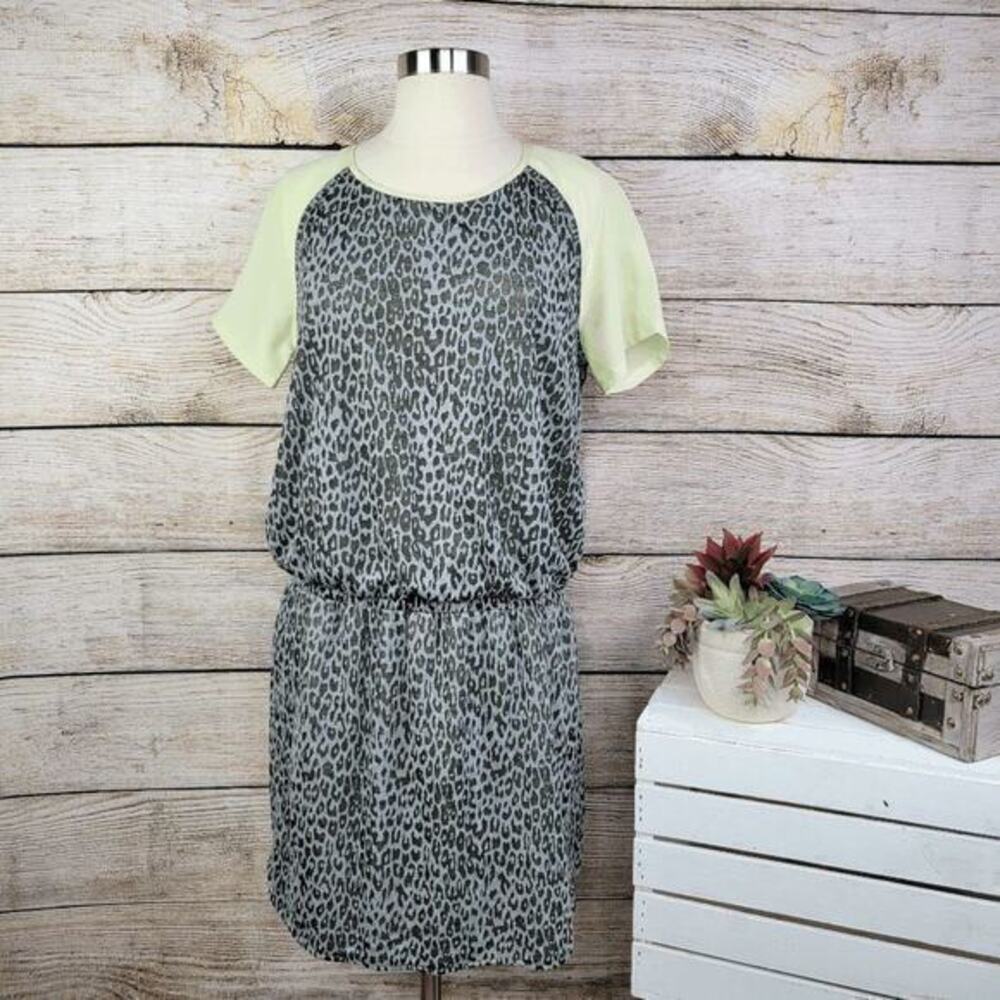 Maison Scotch Women’s Short Sleeve Leopard‎ Print Knee Length Dress Size 2